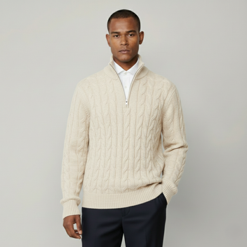 The Greenwich Quarter-Zip Cable Knit Sweater