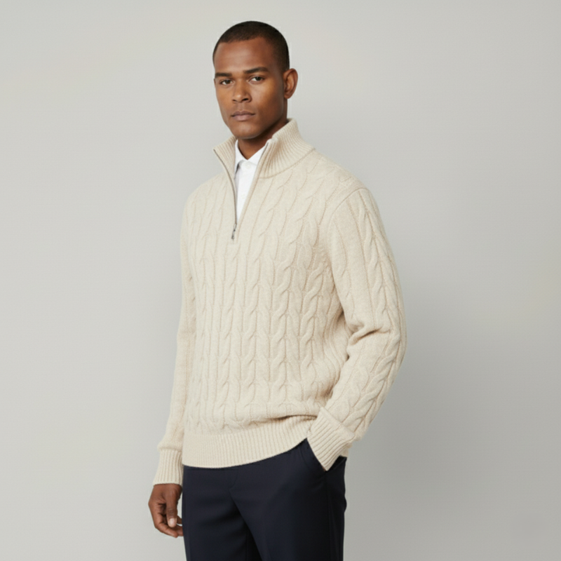 The Greenwich Quarter-Zip Cable Knit Sweater