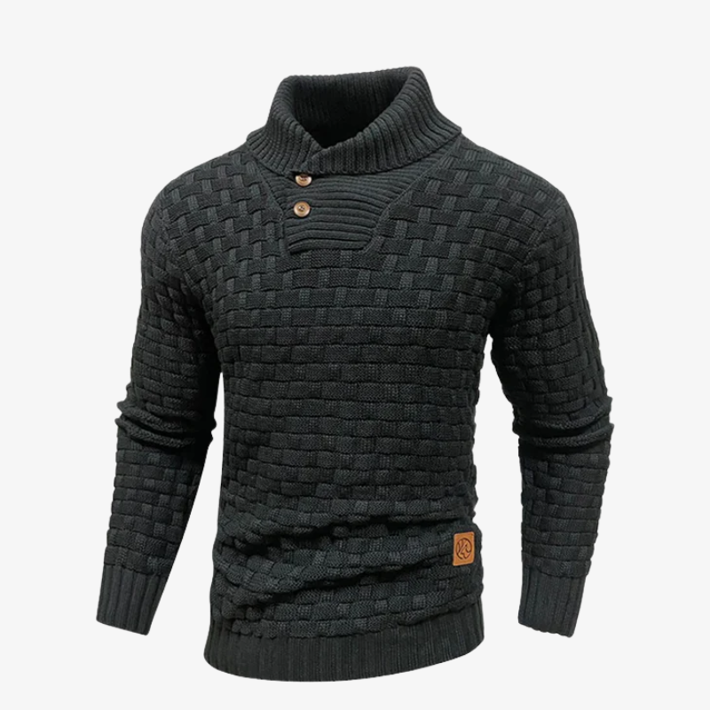 The Vermont Basket-Weave Shawl Collar Sweater