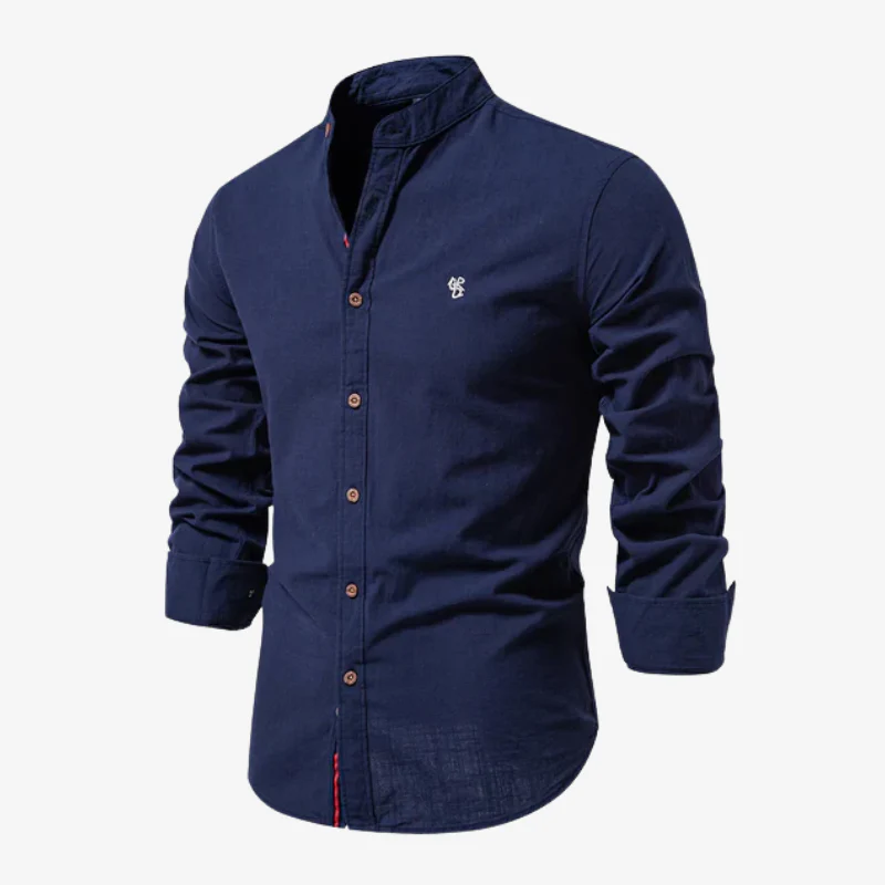 The Monaco Band-Collar Linen-Blend Shirt