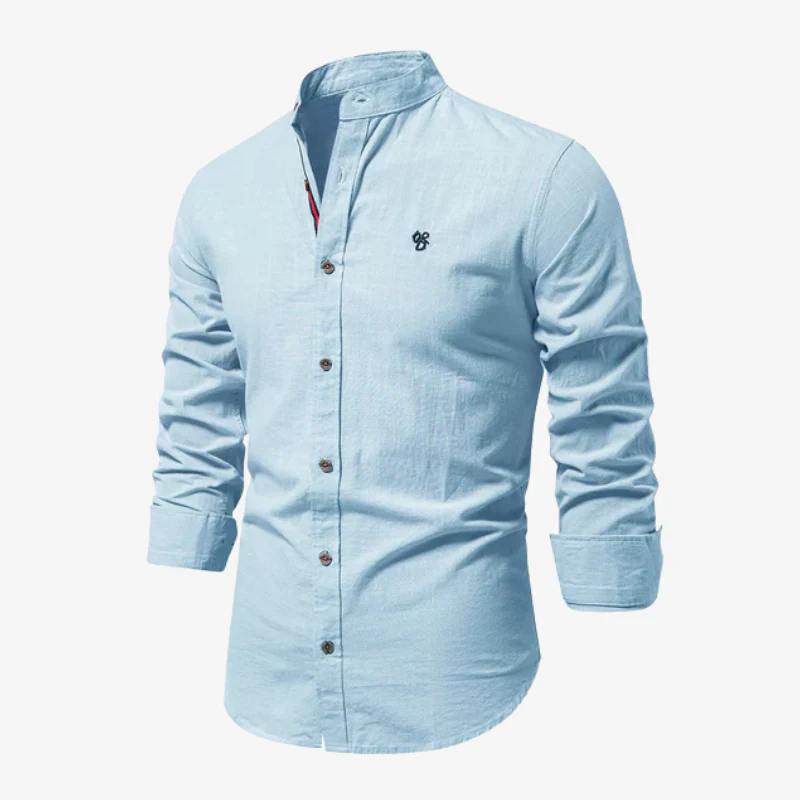 The Monaco Band-Collar Linen-Blend Shirt