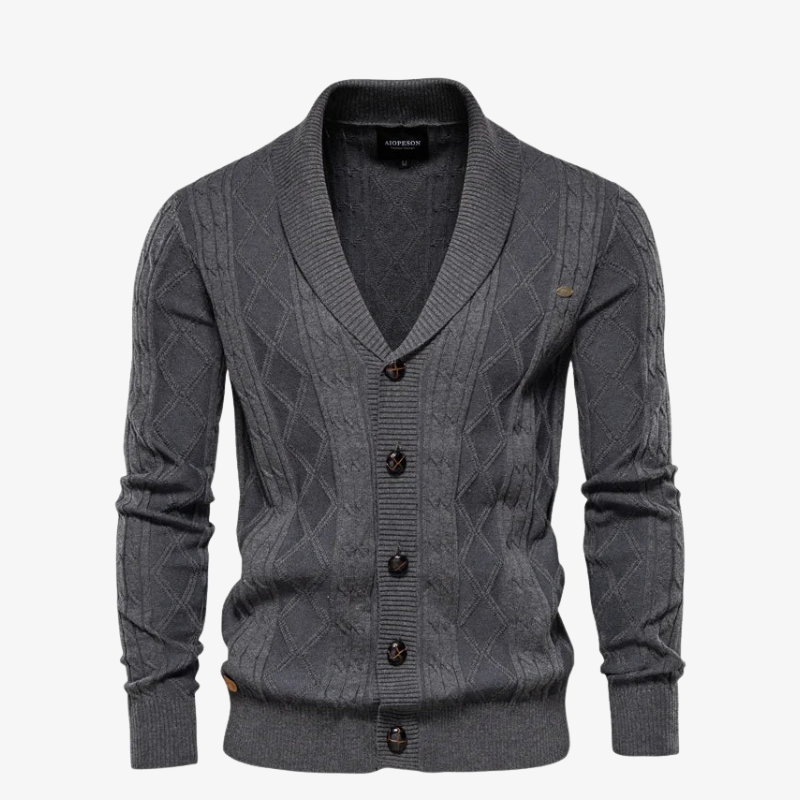 The Hudson Shawl Collar Cable-Knit Cardigan