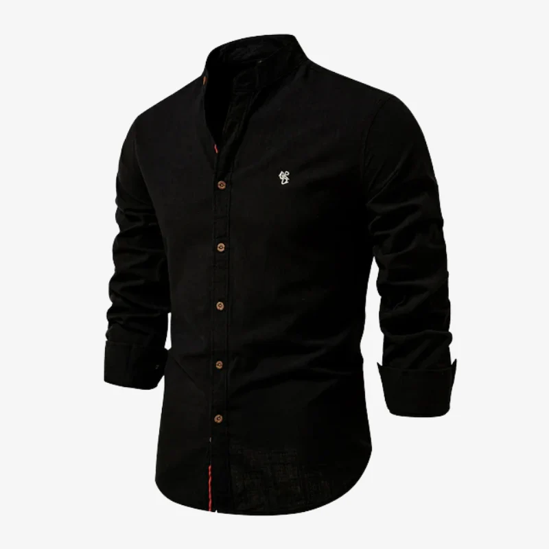 The Monaco Band-Collar Linen-Blend Shirt