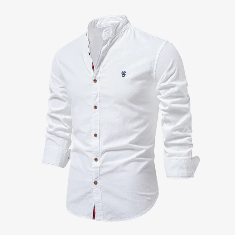 The Monaco Band-Collar Linen-Blend Shirt