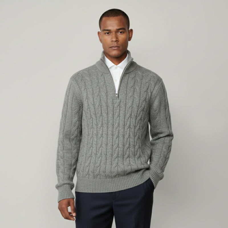 The Greenwich Quarter-Zip Cable Knit Sweater