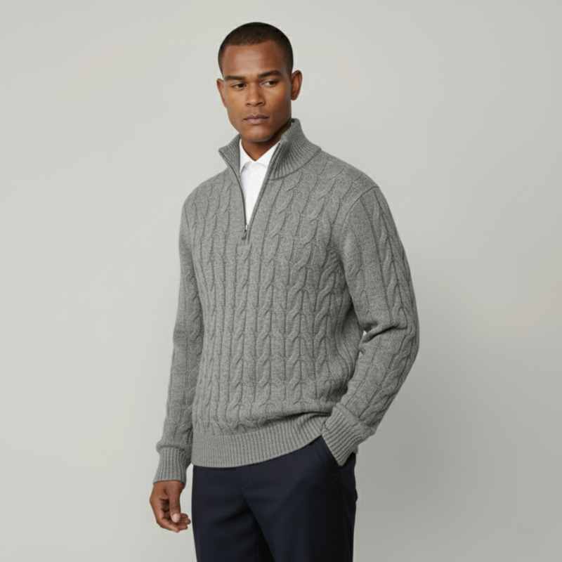 The Greenwich Quarter-Zip Cable Knit Sweater
