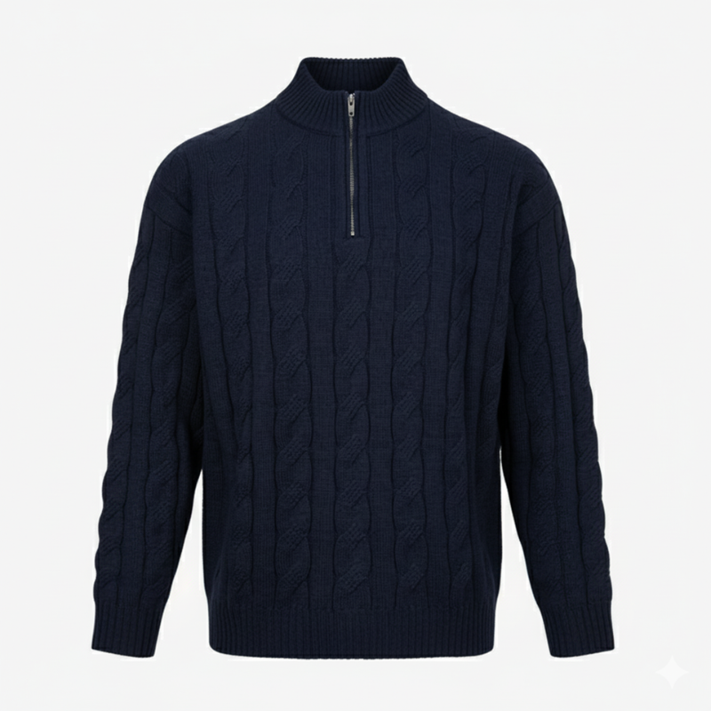The Greenwich Quarter-Zip Cable Knit Sweater