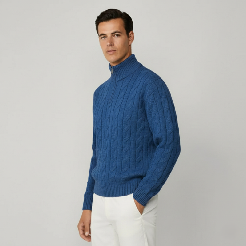 The Greenwich Quarter-Zip Cable Knit Sweater