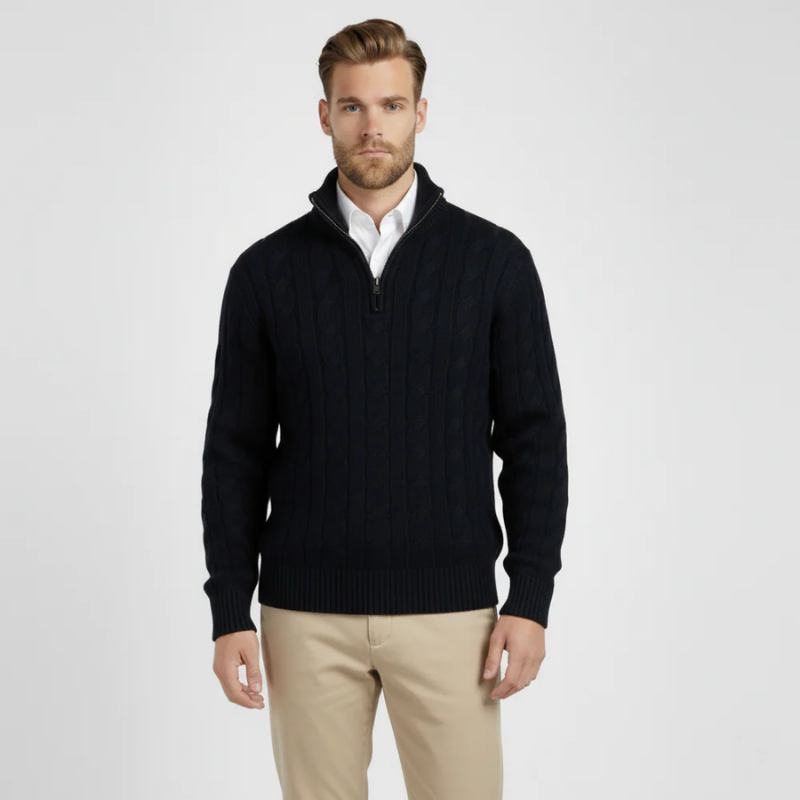The Greenwich Quarter-Zip Cable Knit Sweater