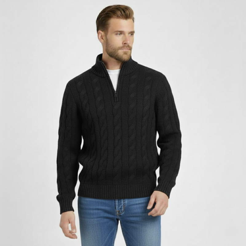 The Greenwich Quarter-Zip Cable Knit Sweater