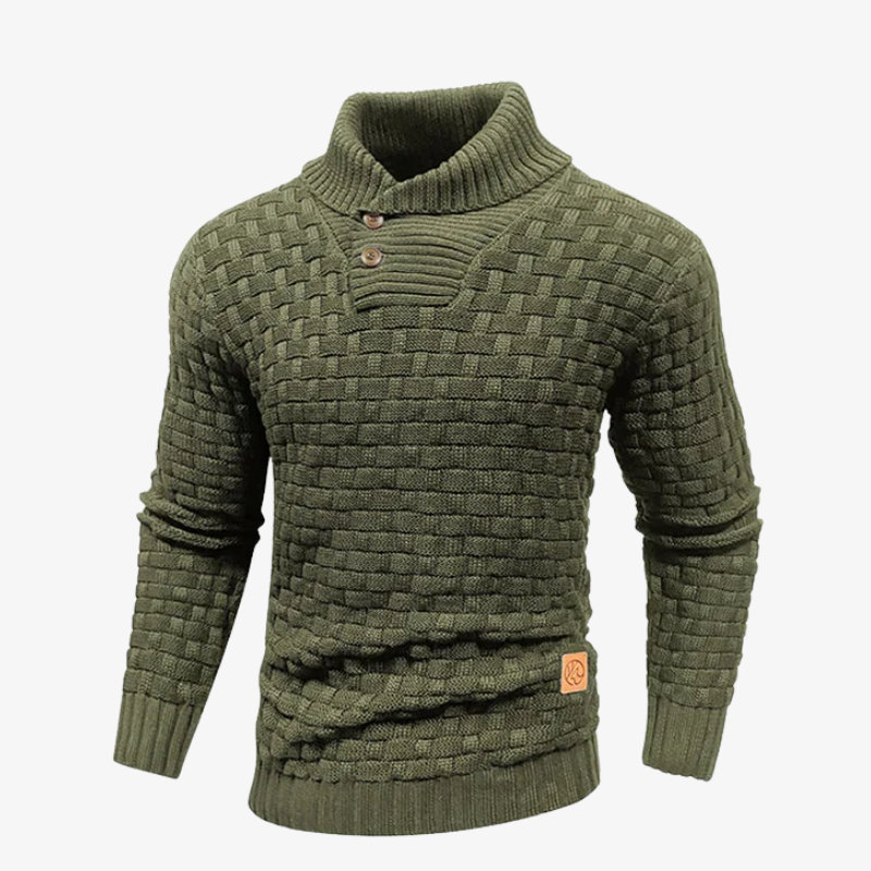 The Vermont Basket-Weave Shawl Collar Sweater