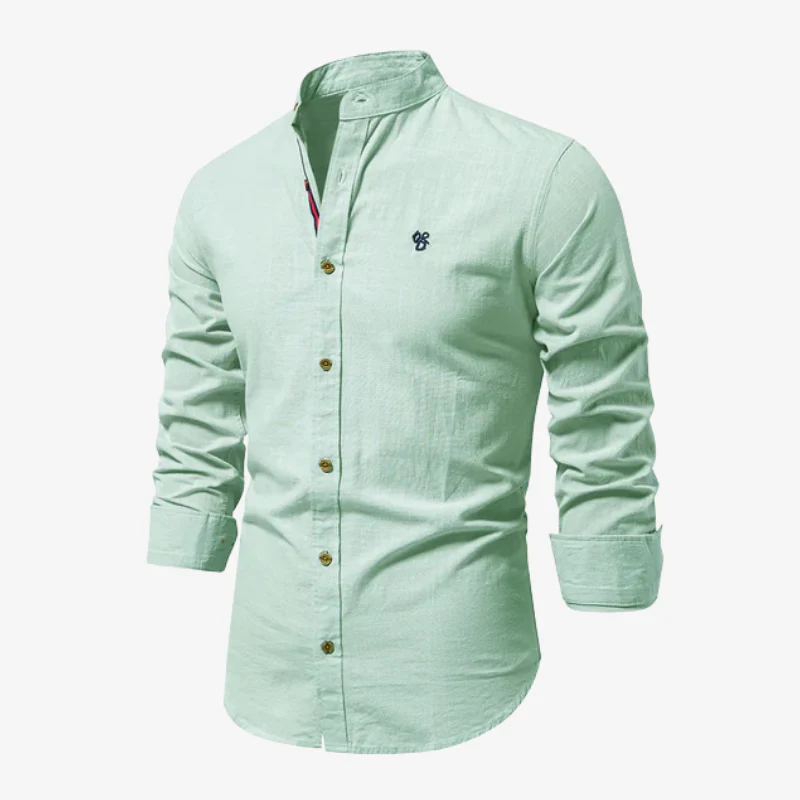 The Monaco Band-Collar Linen-Blend Shirt