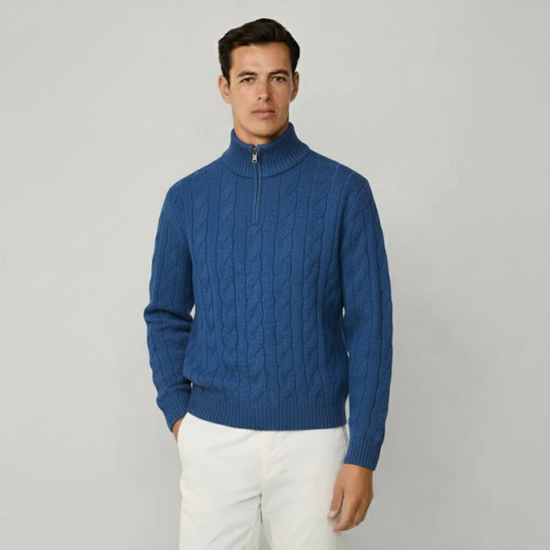 The Greenwich Quarter-Zip Cable Knit Sweater